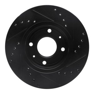 Volvo S40 Brake Rotor (1) - Front Left - R1 Concepts - Drilled & Slotted - Black - `00-`04
